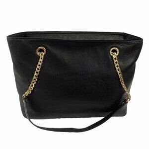 Michael Kors Handbag Leather Shoulderbag Black  Purse Satchel With Gold Chain